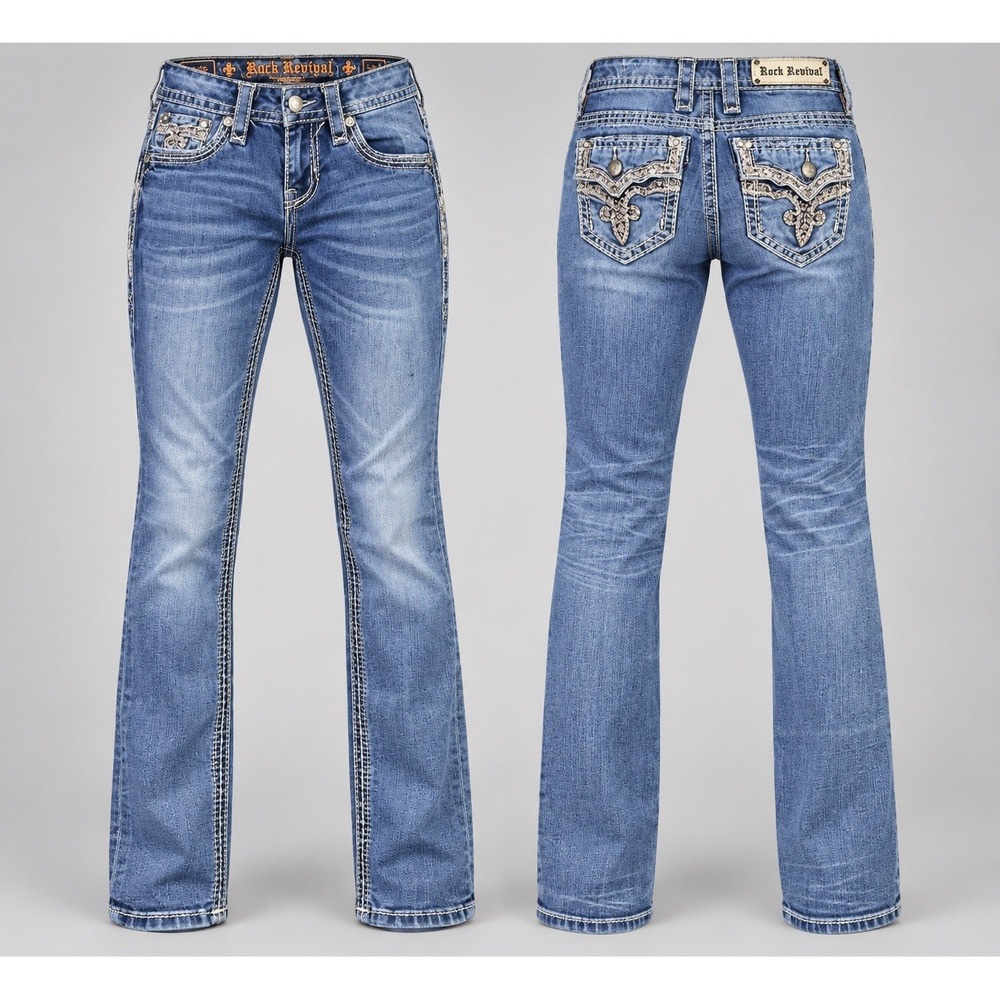 Rock Revival Jeans Womens 27x29 betty medium skinny Rhinestone Embellished Y2K